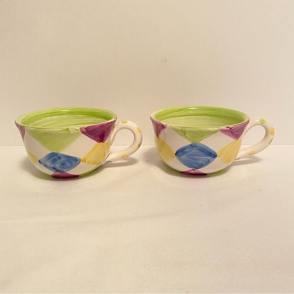 Bath & Body Works Other - Bath & Body Works At Home Green/ Blue/ Purple/ Yellow Ceramic Mugs Set Of 2